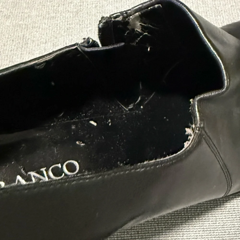 Franco Sarto black faux leather dress booties W/square toe and block heel 9.5 - Picture 9 of 11